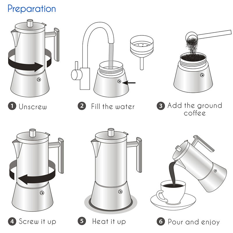 Easyworkz Diego Stovetop Espresso Maker Stainless Steel Italian Coffee Machine Maker 6Cup 10 oz Moka Pot Induction Espresso Pot - Image 5